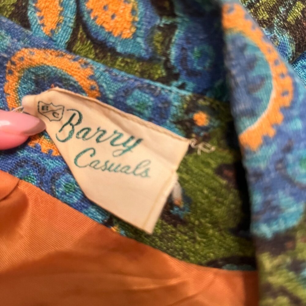 Vintage Barry Casuals Blue Green Paisley Jacket Size 9/10 - Picture 4 of 4